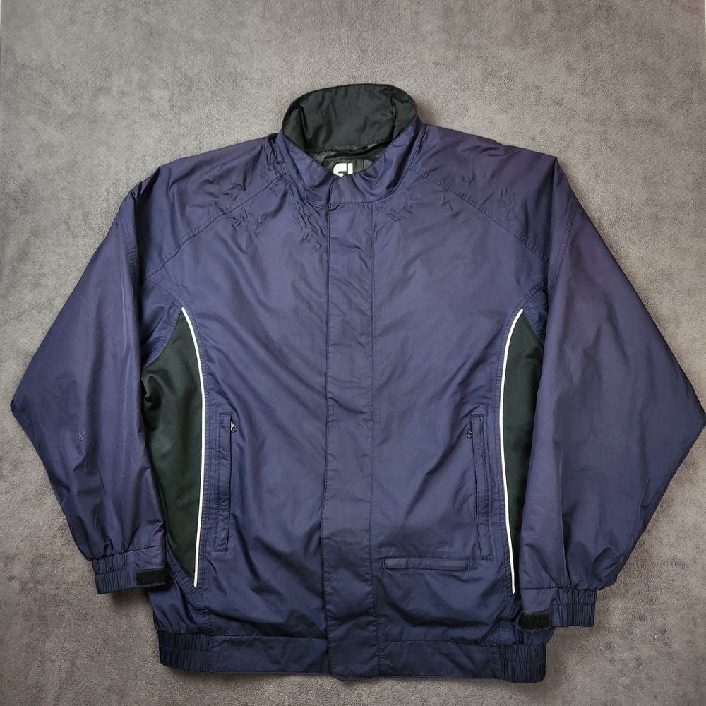 Footjoy DryJoys Golf Rain Jacket Mens Large Blue Black Windbreaker Lightweight‎